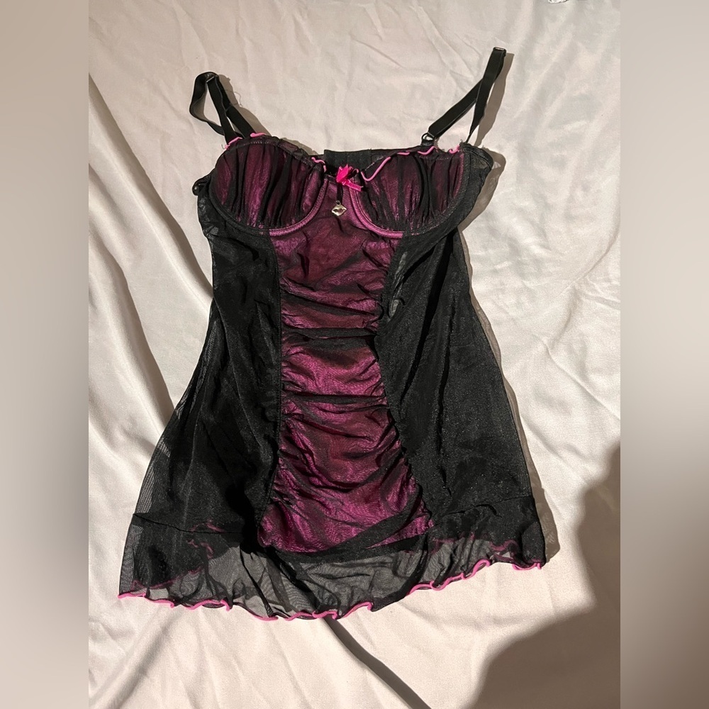 Coquette Pink/black lingerie top